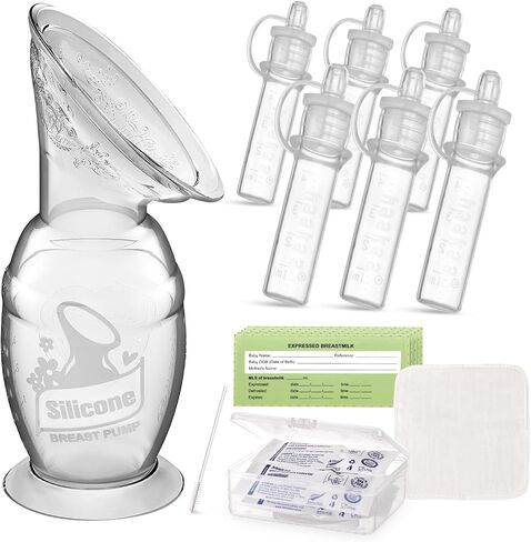 haakaa Manual Breast Pump 5oz/150ml & Silicone Colostrum Collector Kit Ready-to-Use Pack (0.1oz/4ml, 6pcs) in Kuwait