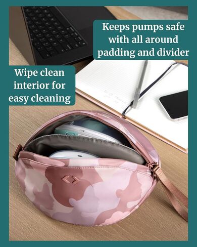 Wearable Breast Pump Bag - Fits Elvie, Willow, Momcozy and All Others - Beige Small Pump Bag with Wrist Strap – Hands-Free Pump Carrying Case and Storage for Travel in Kuwait