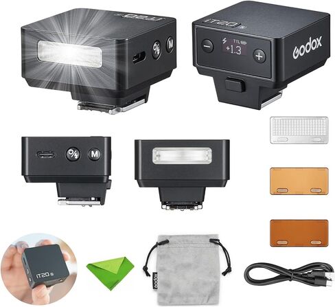 Godox iT20 S iT20-S TTL Flash for Sony, 700 Full Power Flash, 1.5s Recycling Time, Built-in Lithium Battery, Mini Flash Speedlight with Color Filters (NO HSS, Black) in Kuwait