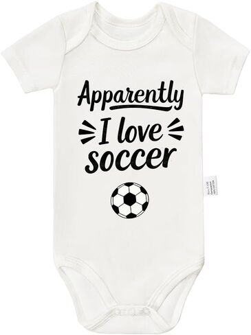 Apparently I Love Soccer Bodysuit, Gender Neutral Baby Clothes, Infant Fashion Short Sleeve Outfit 0-24 Months in Kuwait