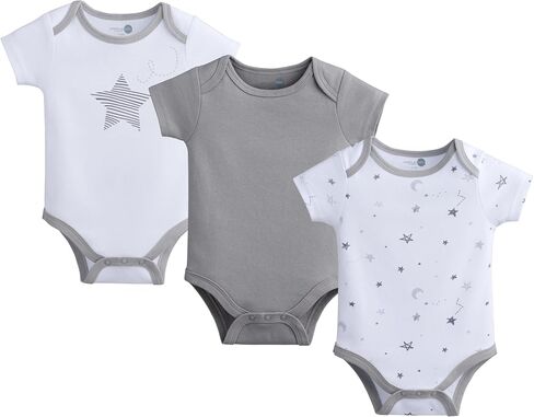 American Baby Company Unisex 3-Pack 100% Cotton Short Sleeve Baby Bodysuit, Soft Breathable Infant Bodysuits for Boys Girls in Kuwait