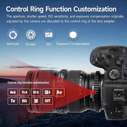 EF-EOS R Mount Adapter Auto-Focus Lens Mount Adapter Converter Ring Compatible with Canon EF/EF-S Series Lens to EOS R, RP, R3, R5, R6, R6II, R7, R8, R10, R50, R100 Cameras in Kuwait
