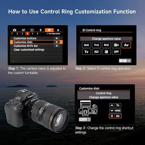 EF-EOS R Mount Adapter Auto-Focus Lens Mount Adapter Converter Ring Compatible with Canon EF/EF-S Series Lens to EOS R, RP, R3, R5, R6, R6II, R7, R8, R10, R50, R100 Cameras in Kuwait