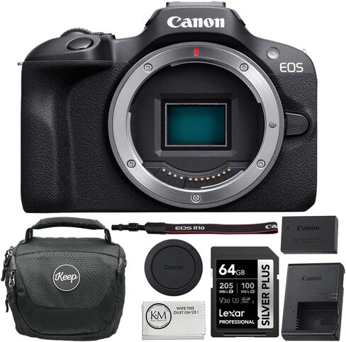 Canon EOS R100 Mirrorless Camera | Body Only Bundled with 64GB Memory Card + Digital Camera Case (3 Items) in Kuwait