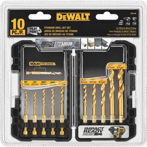 DEWALT Titanium Nitride Coated Drill Bit Set, 10-Piece Impact Ready (DD5160) in Saudi Arabia