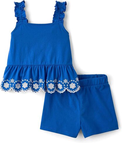 The Children's Place Baby Girls' And Toddler Sleeveless Tank Top and Shorts,2-piece Outfit Sets in Kuwait