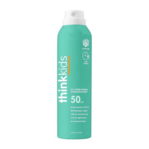 Thinkbaby SPF 50+ Baby Mineral Sunscreen, 6oz + Thinksport Kids SPF 50+ Sheer Mineral Sunscreen Spray, 6oz, Water Resistant Sun Cream – Broad Spectrum UVA/UVB Sun Protection in Kuwait