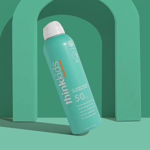 Thinkbaby SPF 50+ Baby Mineral Sunscreen, 6oz + Thinksport Kids SPF 50+ Sheer Mineral Sunscreen Spray, 6oz, Water Resistant Sun Cream – Broad Spectrum UVA/UVB Sun Protection in Kuwait