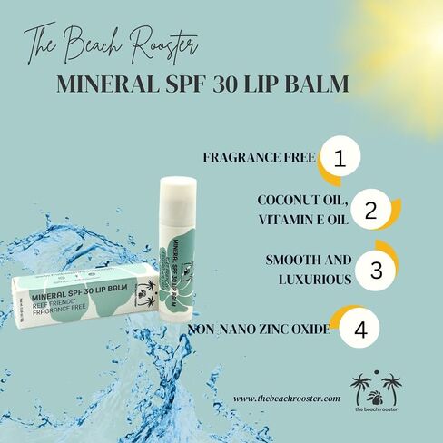 Mineral SPF 30 Lip Balm, Non-Nano Zinc Oxide 20%, Beeswax, Coconut Oil, Vitamin E, Sun Protection in Kuwait