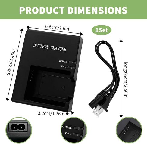 LC-E10C Quick Battery Charger for Canon LC-E10 LP-E10, with US Power Cord | Compatible with EOS Rebel T7 T6 T5 T3 T100 4000D 3000D 2000D 1500D 1300D 1200D 1100D Kiss X50 X70 X80 X90 DSLR Camera in Kuwait