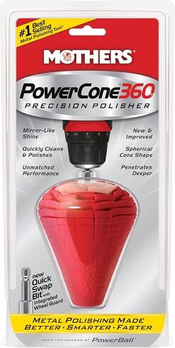 Mothers PowerCone 360, Polishing Tool with Quick Swap Bit (05146) | Patented Spherical Cone for Deep, Safe Metal Polishing in Hard-to-Reach Areas — Ideal for Wheels & Curved Surfaces in Kuwait