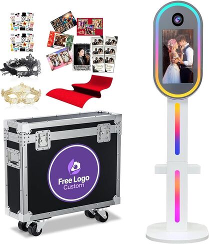 Mirror Photo Booth with Flight Case,DSLR Photo Booth with 15.6" Touch Screen,Remote Control RGB Light,Professional Photography for Parties Events (Black) in Saudi Arabia