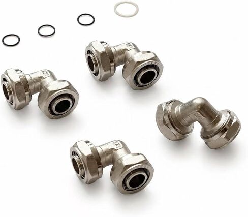3/4 Brass- Nickel Plated Equal Elbow Fitting, 90 DFitting, Tubing fitting for 3/4" (25mm OD) Tubing fitting for 3/4" (25mm OD) Tubing System #F3022|2PCS in Kuwait