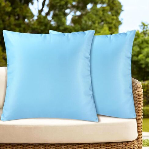 Bunliuys Outdoor Waterproof Pillow Covers 2 Pack 16x16 Square Garden Decorative Throw Pillow Covers, Farmhouse Solid Color Throw Pillow Case for Patio Bench Balcony Couch Sofa, Red in Kuwait