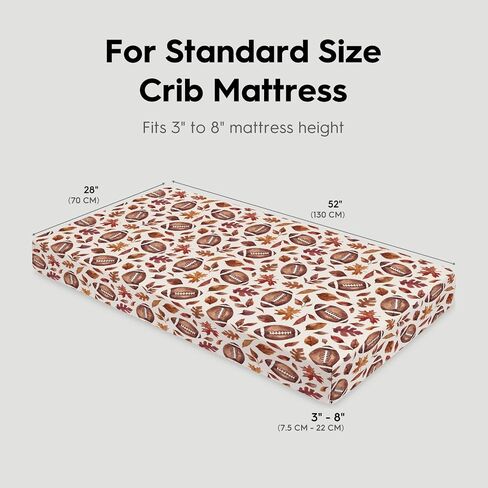 Horaldaily 2 Pack Fitted Crib Sheet for Boys Girls,Soft Breathable Washable Jersey Microfiber Baby Crib Sheet, Fits Standard Size Crib Mattress 28in x 52in, Warm Brown Football & Fall Leaves in Kuwait