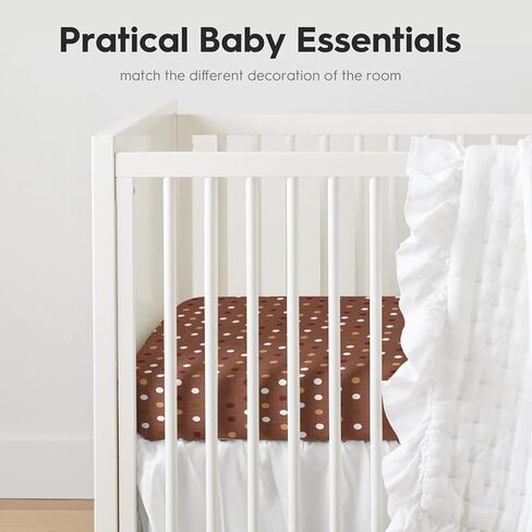 Horaldaily 2 Pack Fitted Crib Sheet for Boys Girls,Soft Breathable Washable Jersey Microfiber Baby Crib Sheet, Fits Standard Size Crib Mattress 28in x 52in, Warm Brown Football & Fall Leaves in Kuwait