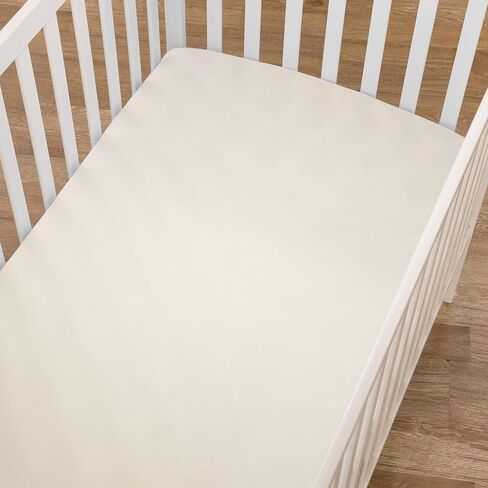 American Baby Company 100% Natural Cotton Percale Fitted Crib Sheet for Standard Crib and Toddler Mattresses, Cream, Soft Breathable, for Boys and Girls in Kuwait