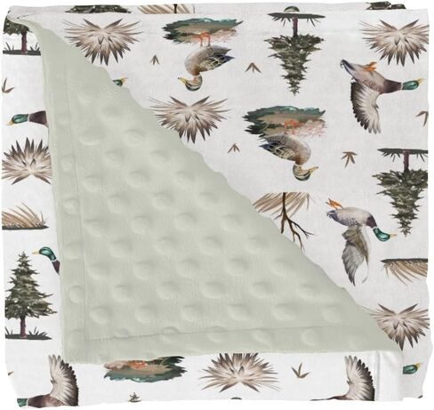 Watercolor Mallard Ducks Baby Blankets for Girl Boy Duck Hunting Soft Mink Dotted Backing Double Layer Swaddle Receiving Blanket Wild Ducks Birds Nursery Bed Throws for Newborn Toddler Crib 30x40 in Kuwait