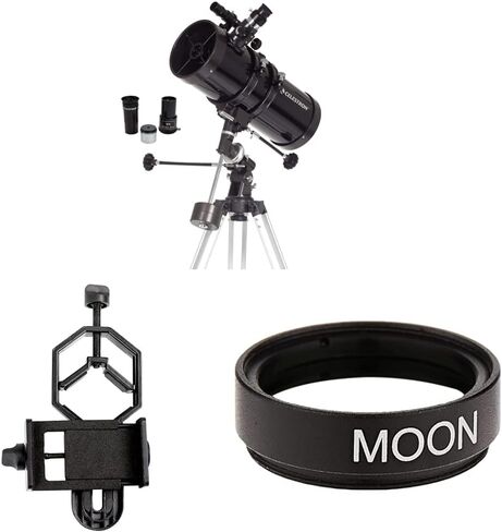 Celestron - PowerSeeker 127EQ Telescope & Smartphone Photography Adapter for Telescope & Telescope Moon Filter – Eyepiece Accessory – Reduces Moon Glare and Enhances Lunar Crater Details in Kuwait