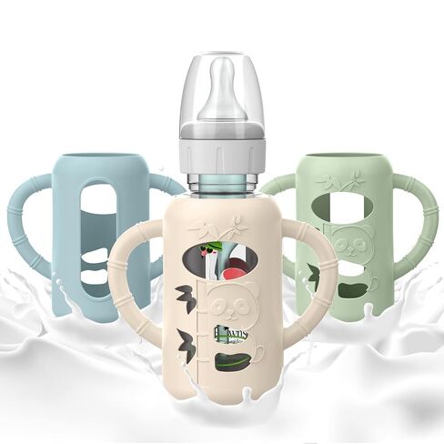 3PCS Dr Brown Silicone Sleeve for Dr Brown Glass Bottles 8 oz with Handles | Dr Brown silicone sleeve with bottle handles for 8 oz glass bottles, providing protection, grip and easy feeding in Kuwait