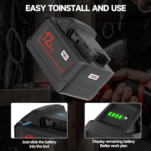 Nonbliep 2Pack 12000mAh 18 Volt Replacement for Milwaukee M18 Battery Compatible with Milwaukee 18V Battery 48-11-1810 48-11-1820 48-11-1840 48-11-1850 48-11-1828 48-11-1860 Cordless Power Tools in Kuwait