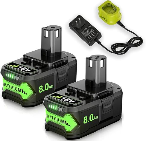 Upgraded 2Pack 8.0Ah P108 Replacement for Ryobi 18Volt Battery Compatible with 18V ONE+ Battery and Charger P102 P103 P104 P105 P107 P109 P122 PBP002 PBP003 PBP005 Cordless Power Tools in Kuwait