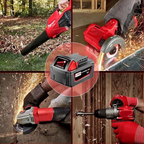 Upgraded 18V 5.0Ah Lithium Replacement for Milwaukee m18 XC Battery, Precision-Built for Peak Performance, Compatible with 48-11-1850 48-11-1852 Cordless Power Tools&Chargers(2Pack) in Kuwait