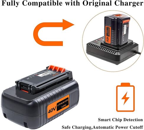 DTK 3.5Ah 40V MAX Batteries Replacement for Black and Decker 40V Battery LBX2040 LBX36 LBXR36 LBXR2036 LST540 LST136W Replacement for Black&Decker in Kuwait