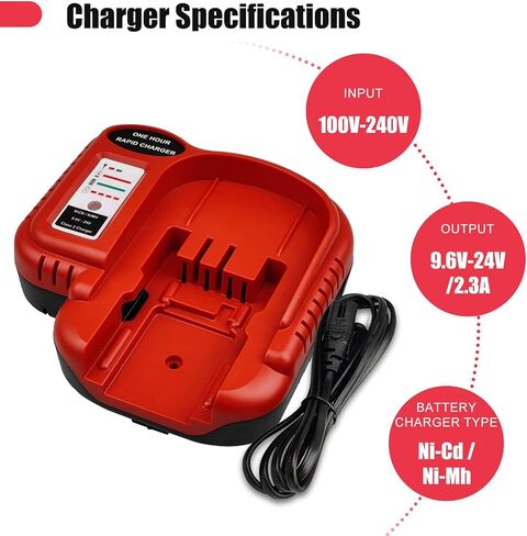 2 Packs Replacement for Black and Decker 18V Battery and Charger(Red) | 4500mAh Ni-Mh Compatible with Black and Decker 18 Volt Batteries HBP18 HBP18-OPE 244760-00 FSB18 C FS18BX and BDFC240 Charger in Kuwait