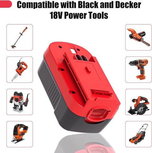 2 Packs Replacement for Black and Decker 18V Battery and Charger(Red) | 4500mAh Ni-Mh Compatible with Black and Decker 18 Volt Batteries HBP18 HBP18-OPE 244760-00 FSB18 C FS18BX and BDFC240 Charger in Kuwait