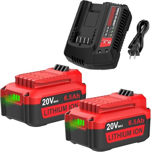 Powilling 2-Pack 3.5Ah 20V Lithium Battery Replacement for Craftsman V20 | Lithium Battery and Charger Replacement for Craftsman 20V Battery V20 Battery and Charger Kit for CMCB204 CMCB205 CMCB206 in Kuwait
