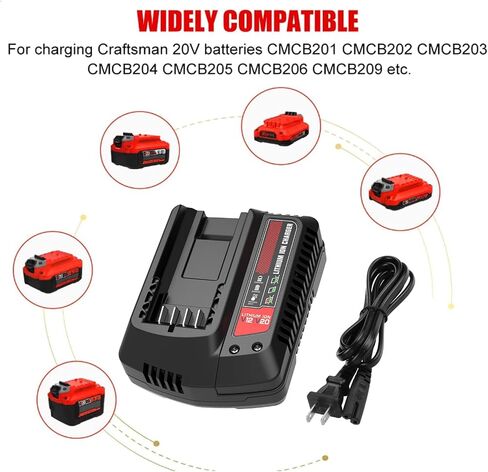 Powilling 2-Pack 3.5Ah 20V Lithium Battery Replacement for Craftsman V20 | Lithium Battery and Charger Replacement for Craftsman 20V Battery V20 Battery and Charger Kit for CMCB204 CMCB205 CMCB206 in Saudi Arabia
