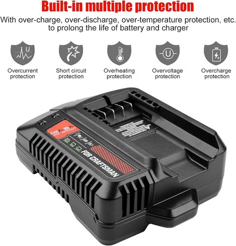 Powilling 2-Pack 3.5Ah 20V Lithium Battery Replacement for Craftsman V20 | Lithium Battery and Charger Replacement for Craftsman 20V Battery V20 Battery and Charger Kit for CMCB204 CMCB205 CMCB206 in Saudi Arabia