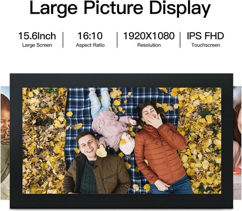 Glusine 15.6Inch Touch Screen Large Digital Picture Frame,1920 * 1080 FHD WiFi Digital Photo Frame with 32GB Storage, Wall Mountable, Auto-Rotate Send Photos and Videos Through The Application in Kuwait