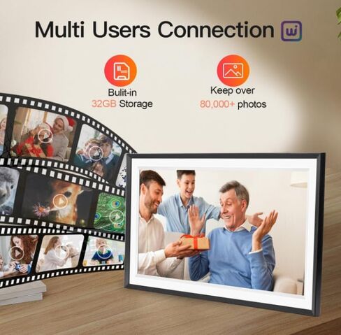 Glusine 15.6Inch Touch Screen Large Digital Picture Frame,1920 * 1080 FHD WiFi Digital Photo Frame with 32GB Storage, Wall Mountable, Auto-Rotate Send Photos and Videos Through The Application in Kuwait