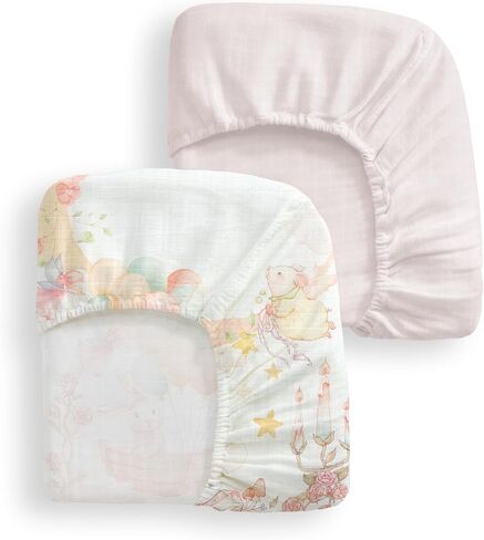 Crib Sheets 2 Pack - 100% Cotton Fitted Crib Sheet for Baby Boys Girls, Soft Breathable Toddler Bedding, Standard Crib Mattress 52"x28", Blossom Butterfly Garden in Saudi Arabia
