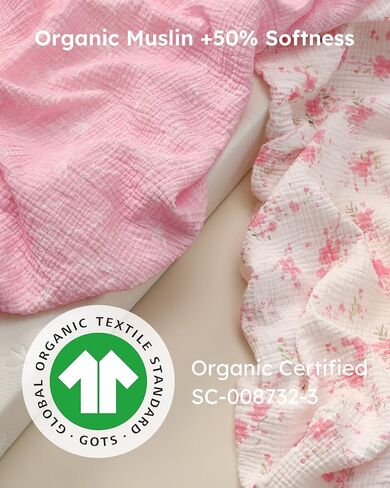 Yoofoss Muslin Baby Bassinet Sheets Boys Girls, Organic Fitted Bassinet Mattress Sheets Compatible with Halo Bassinest Swivel Sleeper,Baby Delight, Angelbliss, Soft, Breathable, Durable in Kuwait