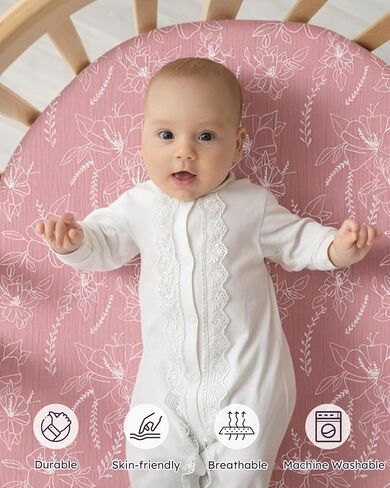 Yoofoss Muslin Baby Bassinet Sheets Boys Girls, Organic Fitted Bassinet Mattress Sheets Compatible with Halo Bassinest Swivel Sleeper,Baby Delight, Angelbliss, Soft, Breathable, Durable in Kuwait