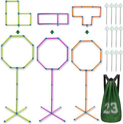 6-in-1 Drone Obstacle Course Kit with Carry Bag - 6 Shapes Multi-Configuration FPV Racing Gates, Wind-Resistant Ground Stakes, Training Set for RC Quads & Micro Drones (3-Size Set) in Saudi Arabia