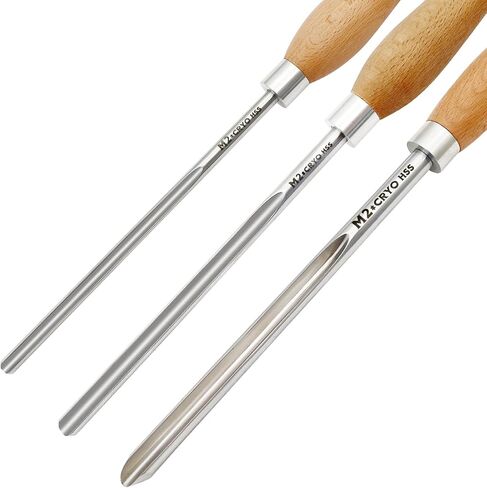 Bowl Gouge Set (3/8",1/2" and 5/8"),M2 Cryo HSS Woodturning Tool | Beech Wood Handle,Woodworking Tool,Low Grinding Frequency,Sharp in Kuwait