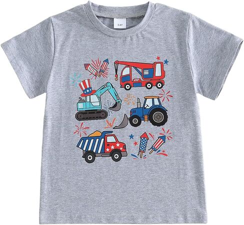 Toddler Kids 4th of July Boys T-Shirt USA Flag Stars Shirt Patriotic Tees Top Fourth of July Outfit 1-6 Years in Kuwait