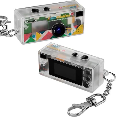1080P CCD Mini Flip Thumb Keychain Digital Camera | 61° Wide Angle Mini Camera 0.96in Flip Screen Fill Light Retro Keychain Cam(Upgraded Yellow) in Kuwait