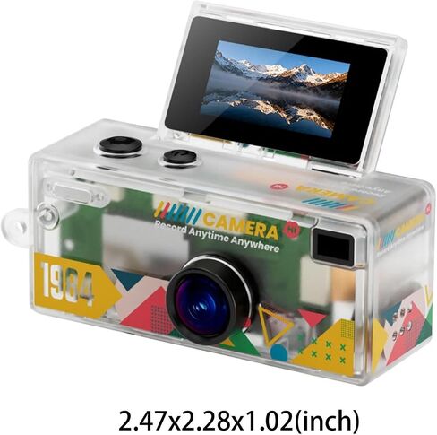 1080P CCD Mini Flip Thumb Keychain Digital Camera | 61° Wide Angle Mini Camera 0.96in Flip Screen Fill Light Retro Keychain Cam(Upgraded Yellow) in Kuwait