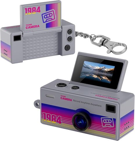 1080P CCD Mini Flip Thumb Keychain Digital Camera | 61° Wide Angle Mini Camera 0.96in Flip Screen Fill Light Retro Keychain Cam(Upgraded Yellow) in Kuwait