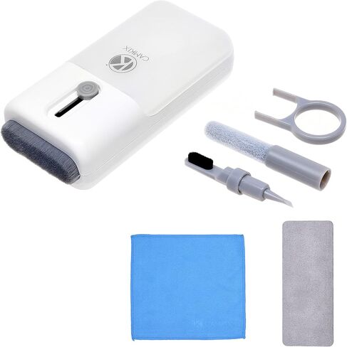 Keyboard Cleaning Kit - 1x Mini Brush, 1x Cleaning Brush, 1x Keyboard Cap Remover, 1x Air Blower and 1x Cleaning Cloth - Also for Laptops, Camera Lenses, Glasses - Home and Office in Kuwait
