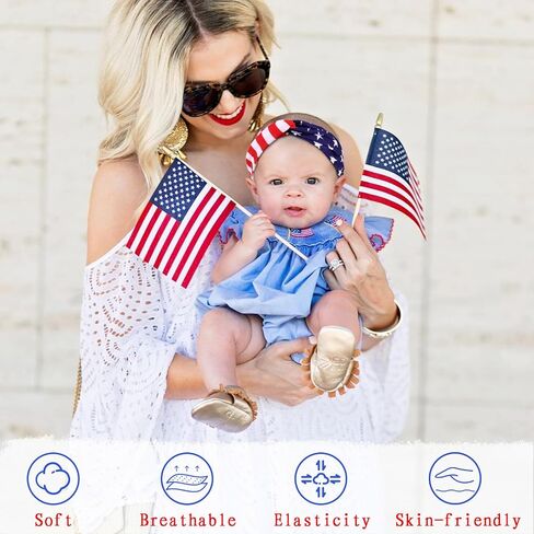 4th Of July Baby Headbands, 2PCS Red White Blue Mommy and Baby Headbands, American Flag Print Mother Daughter Matching Elastic Nylon Hairbands for Toddler Baby Girls Women in Saudi Arabia