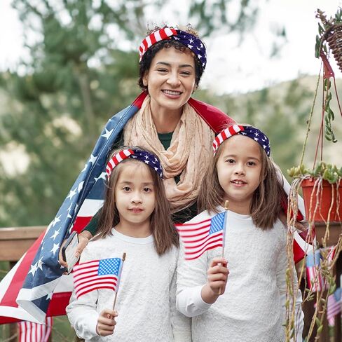 4th Of July Baby Headbands, 2PCS Red White Blue Mommy and Baby Headbands, American Flag Print Mother Daughter Matching Elastic Nylon Hairbands for Toddler Baby Girls Women in Saudi Arabia