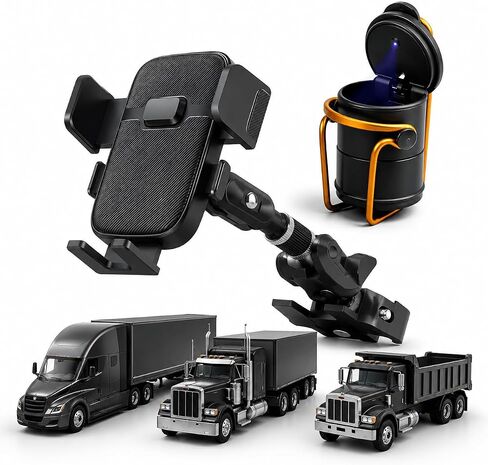 Heavy Duty Truck Phone Holder for GMC Savana Cargo Van 2020-2023, Handle Clamp Mount Cell Phone Holder with Adjustable Arm for Semi Truck Pickup Excavator Bus RV,Dual-Arm Long PH in Kuwait