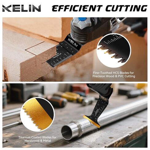 116pcs Titanium Oscillating Tool Blades, Universal Multitool Blades | 4 Types Titanium Saw Blades for Wood, Metal, Drywall, Pipes – Fits Dewalt, Bosch, Milwaukee & 98% Oscillating Tools in Saudi Arabia