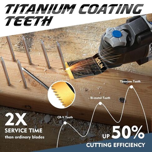 116pcs Titanium Oscillating Tool Blades, Universal Multitool Blades | 4 Types Titanium Saw Blades for Wood, Metal, Drywall, Pipes – Fits Dewalt, Bosch, Milwaukee & 98% Oscillating Tools in Saudi Arabia